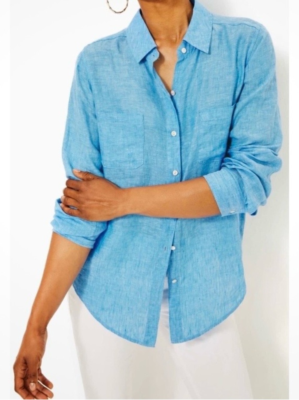 Lilly Pulitzer Sky Blue Linen Button-Down